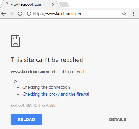 Block website via hosts file